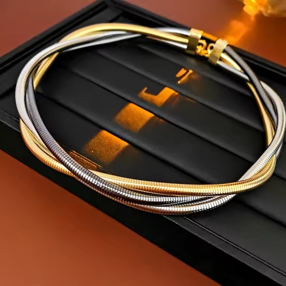 Mixed Metal Chain Necklace | Modern Minimal - Picture 1 of 4
